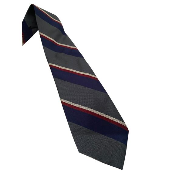 Brooks Brothers Tie NEW 100% Silk Blue Silver Gray Diagonal Repp Prep Stripe USA - Picture 2 of 7